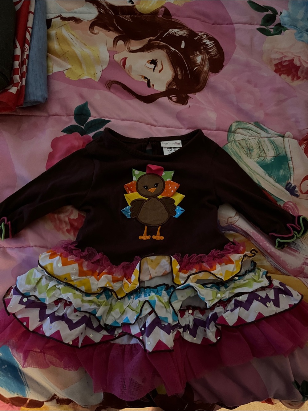 Girls' Brown Turkey Tutu Dress with Multicolor Ruffles